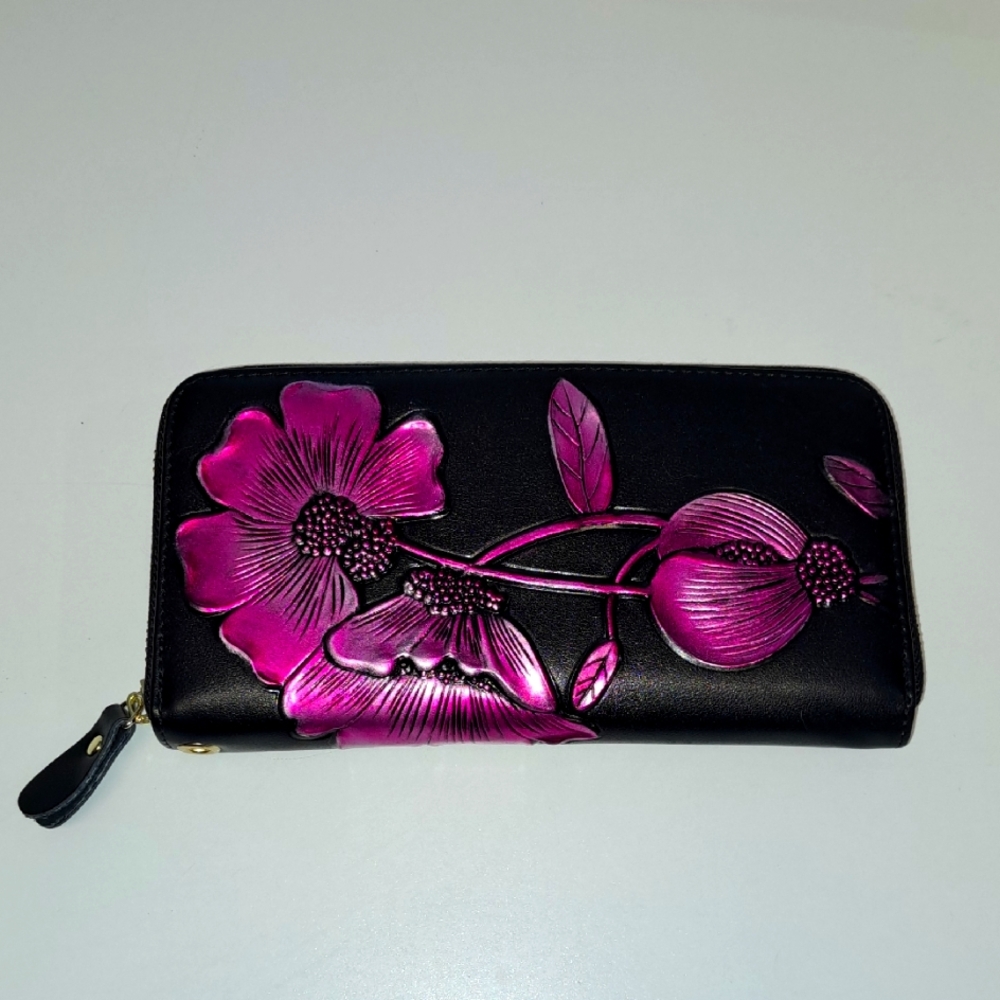 New / Black and Pink Floral Wallet/Wristlet